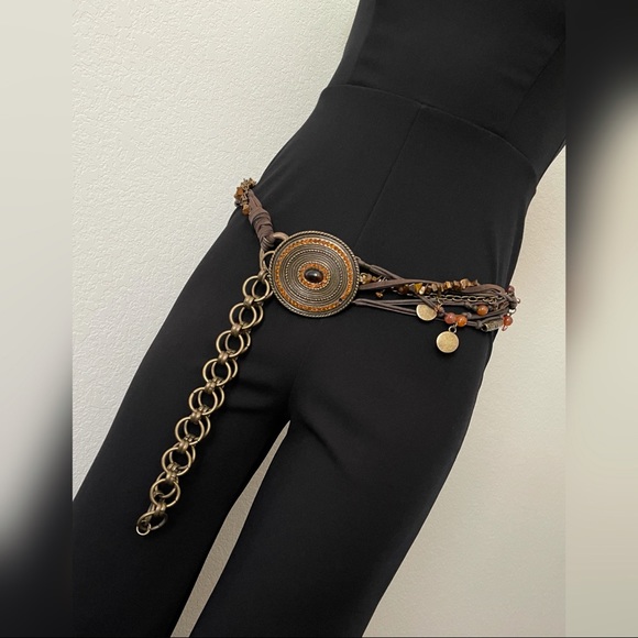 Leather Embellished Rhinestone Belt main image 5